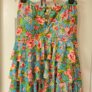 Blue floral tankini